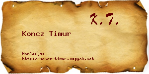 Koncz Timur névjegykártya